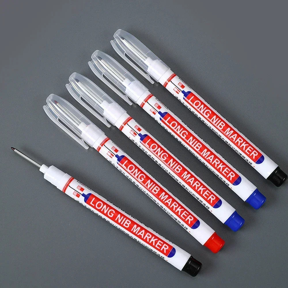 Deep Hole Marker Pen — Waterproof Long Head Woodworking Tool