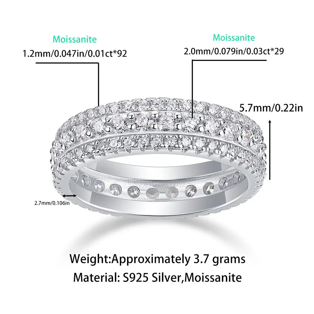knobspin Moissanite Eternity Band — 18k White Gold Plated Sterling Silver Ring