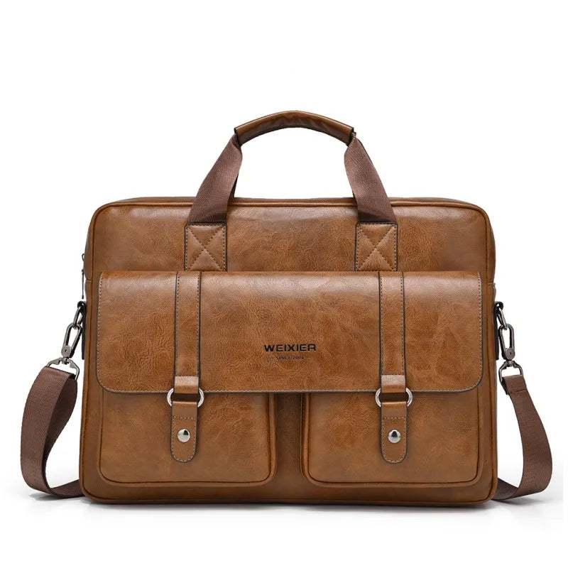 weixier Men's Business Briefcase — PU Leather Laptop Messenger Bag