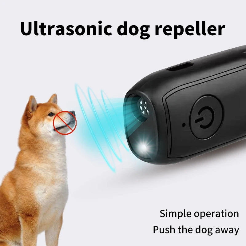 Portable Ultrasonic Dog Repeller — Rechargeable Outdoor Deterrent with Flashlight