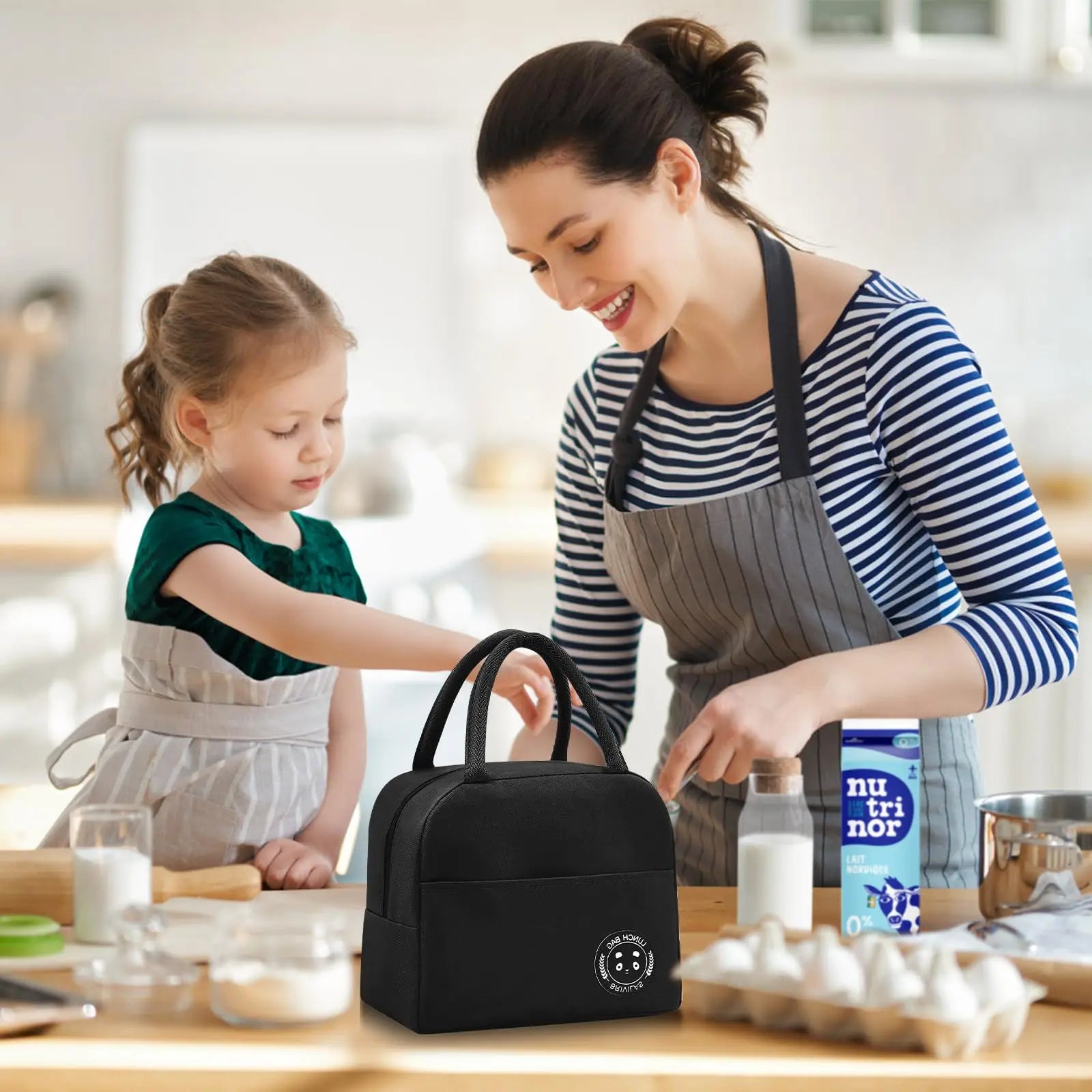 Insulated Bento Lunch Bag — Portable Meal Carrier with Aluminum Foil Lining