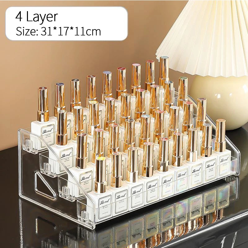 Clear Acrylic Nail Polish Display Rack — Multi-Layer Cosmetic Organizer