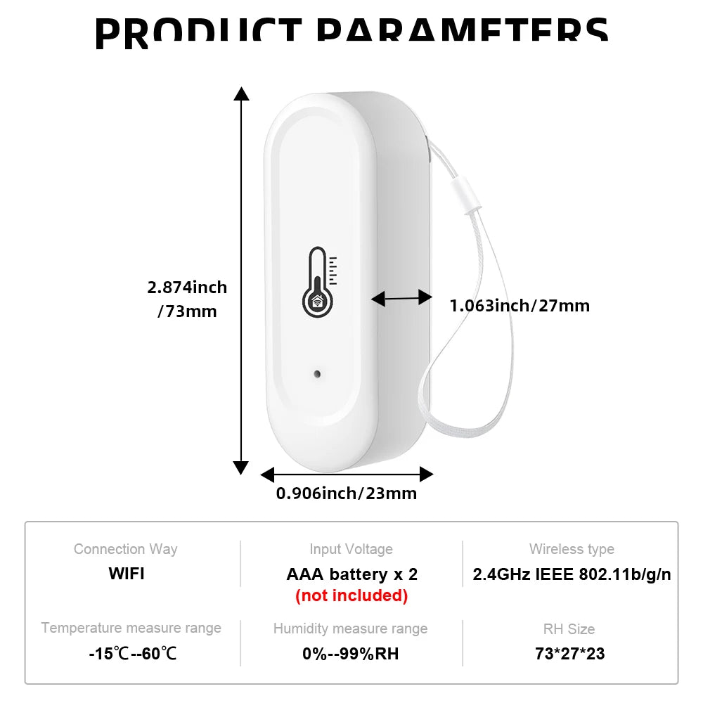 ONENUO Smart WiFi Temperature and Humidity Sensor — Waterproof Indoor/Outdoor Monitor