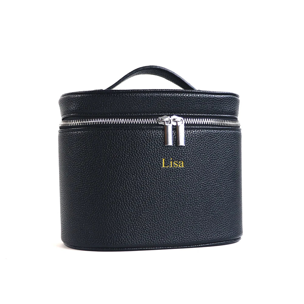 Personalized PU Leather Cosmetic Bag — Large Capacity Travel Makeup Organizer