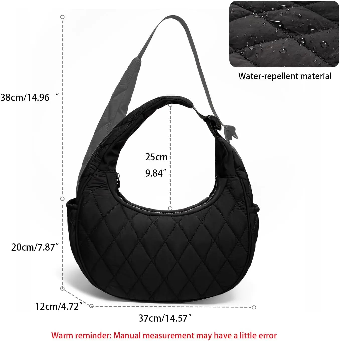 Quilted Puffer Crescent Shoulder Bag — Stylish Nylon Hobo Handbag