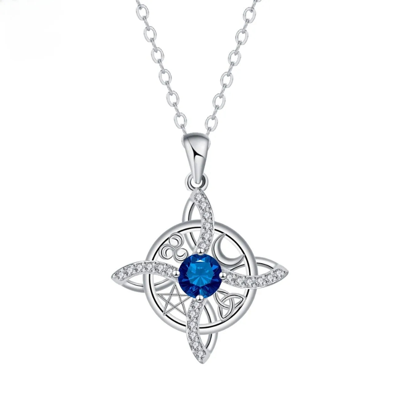 YILUOCD Mystical Birthstone Witches Knot Necklace — Vintage Crystal Pendant