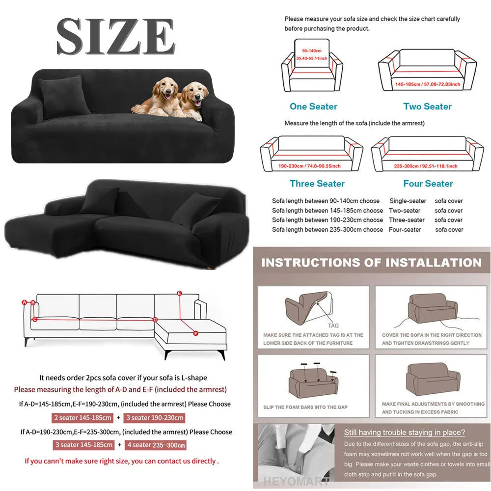 Velvet Stretch Sofa Cover — Plush Elastic Slipcover for Living Room