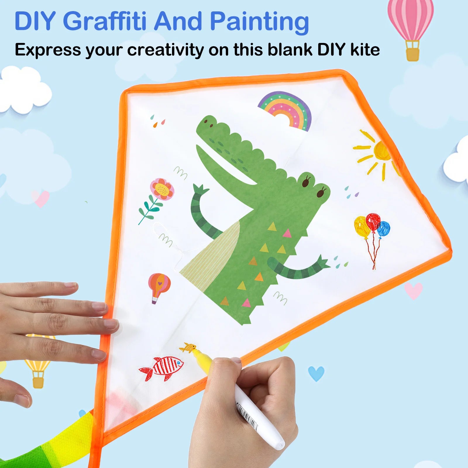 iBaseToy DIY Blank Kite Kit — Creative Art Painting & Outdoor Flying Set