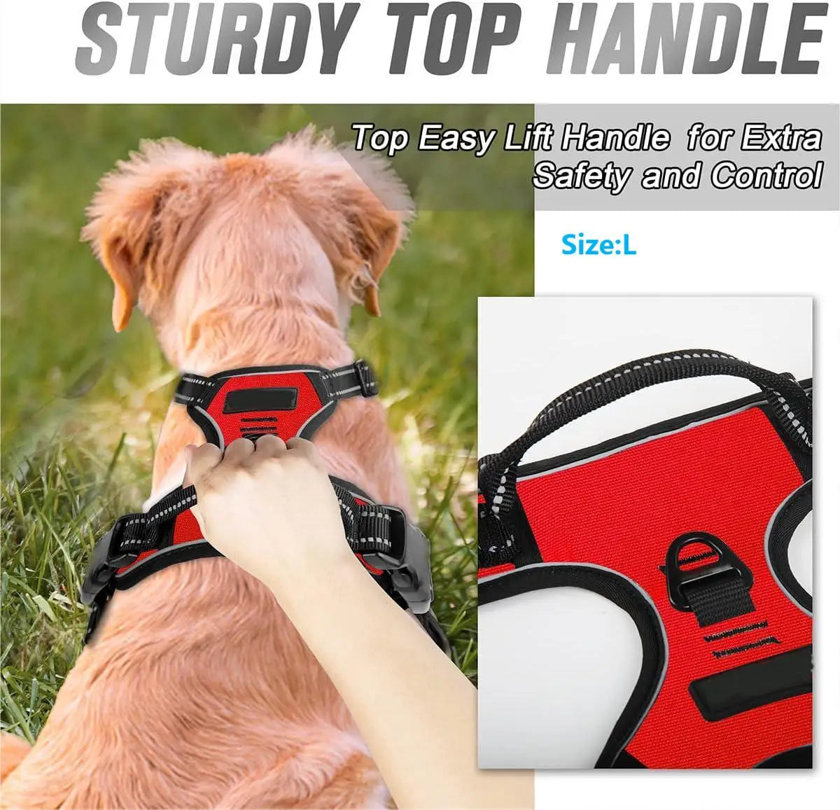 JTPAWS Adjustable No Pull Dog Harness — Reflective Vest with Front Clip