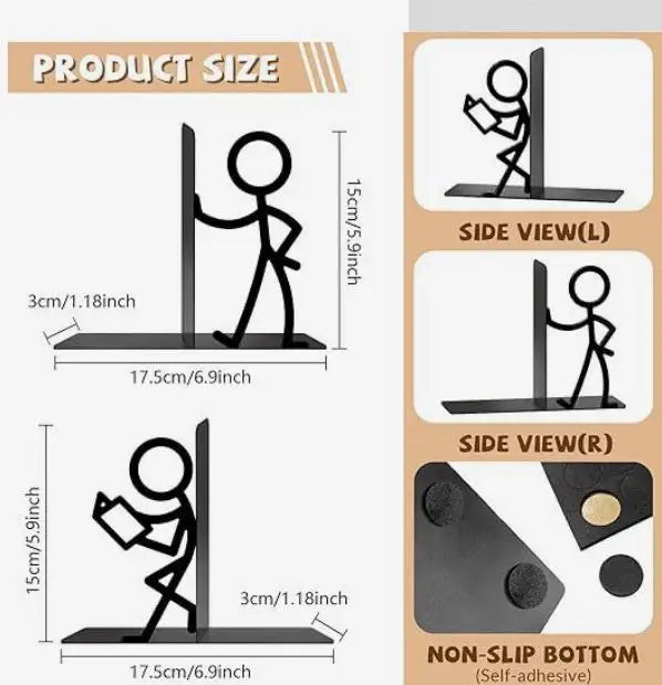 Metal Tug Of War People Bookends — Decorative Shelf Stoppers for Home Office