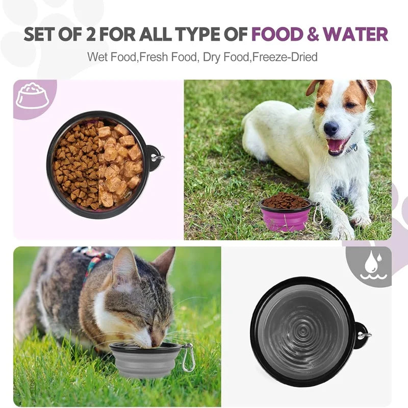 Portable Silicone Pet Feeder — Collapsible 2-in-1 Water and Food Dispenser
