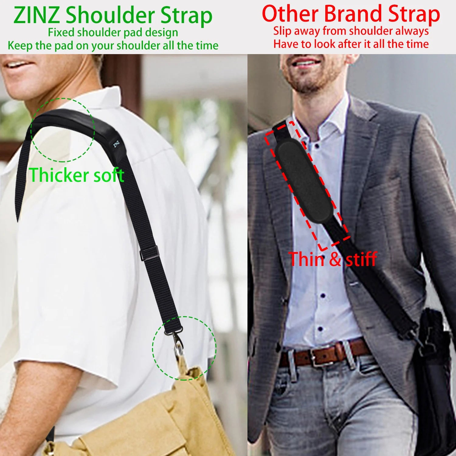 Universal Adjustable Shoulder Strap — Padded Crossbody Replacement Strap