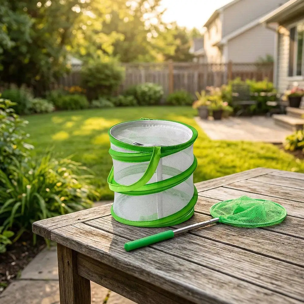 Foldable Insect Observation Cage & Catching Net — Portable Nature Study Kit