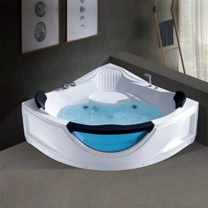 Modern Triangular Corner Bathtub — Thermostatic Heated Jacuzzi with Massage