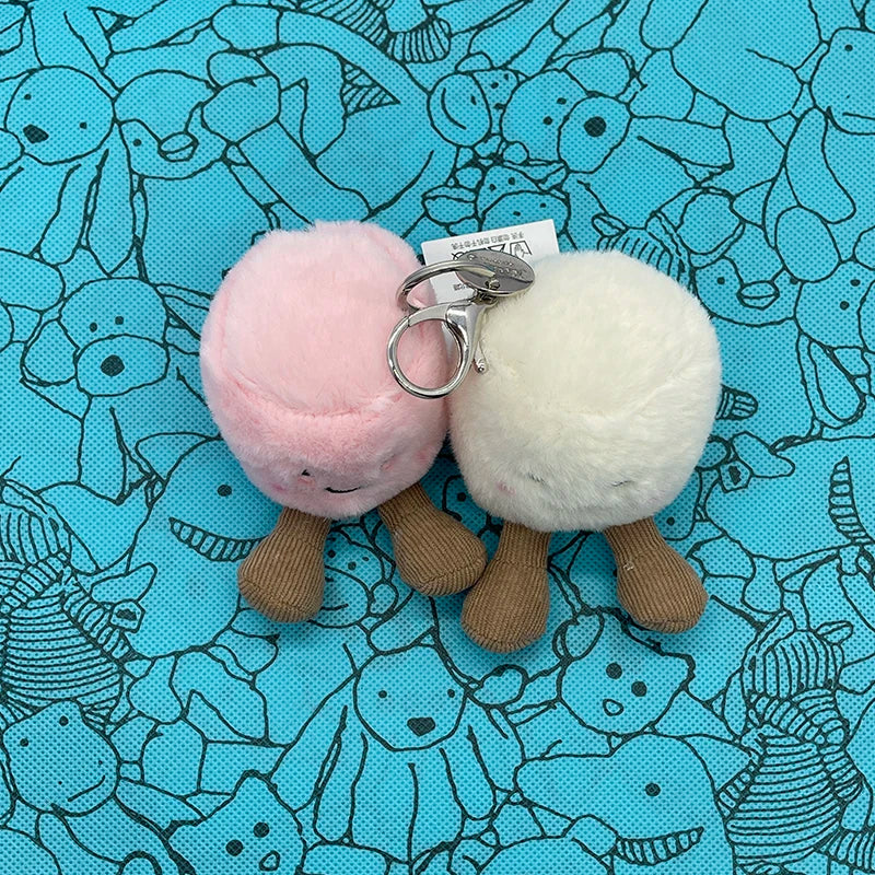 Assorted Plush Keychain Charm — Cute Animal & Food Backpack Pendant