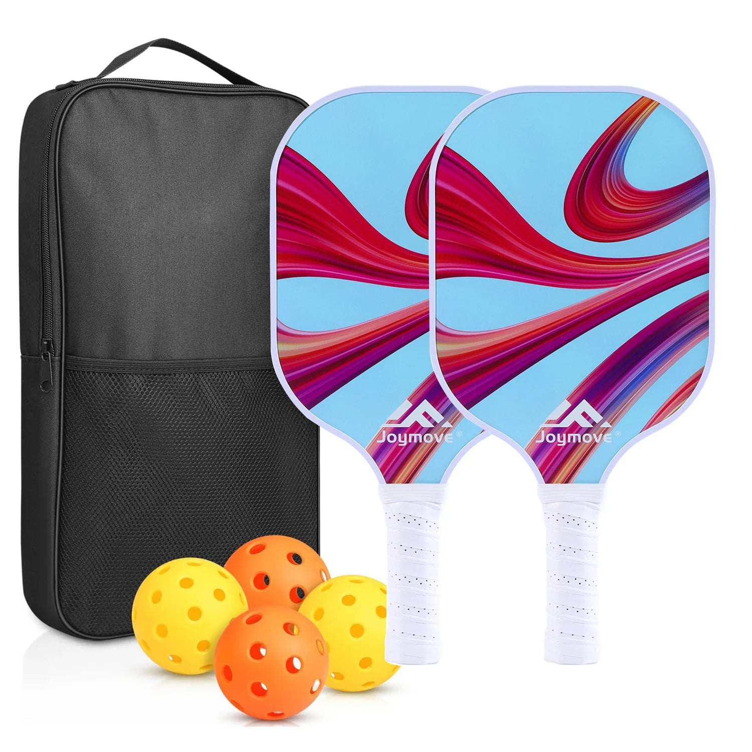 GojoyLiu Pickleball Paddle Set — Durable Fiberglass Rackets with 4 Balls