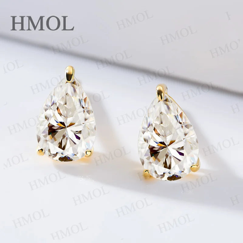 PTX Moissanite Pear Cut Stud Earrings — 925 Sterling Silver Water Drop Design