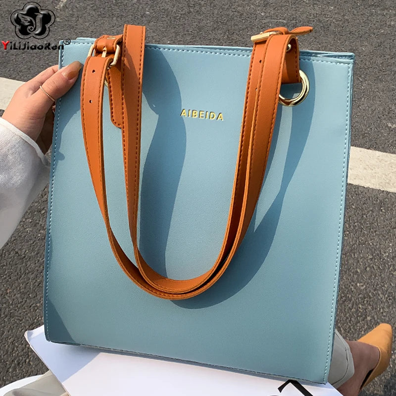 Biutefo Elegant Leather Tote Bag — Large Capacity Shoulder Handbag
