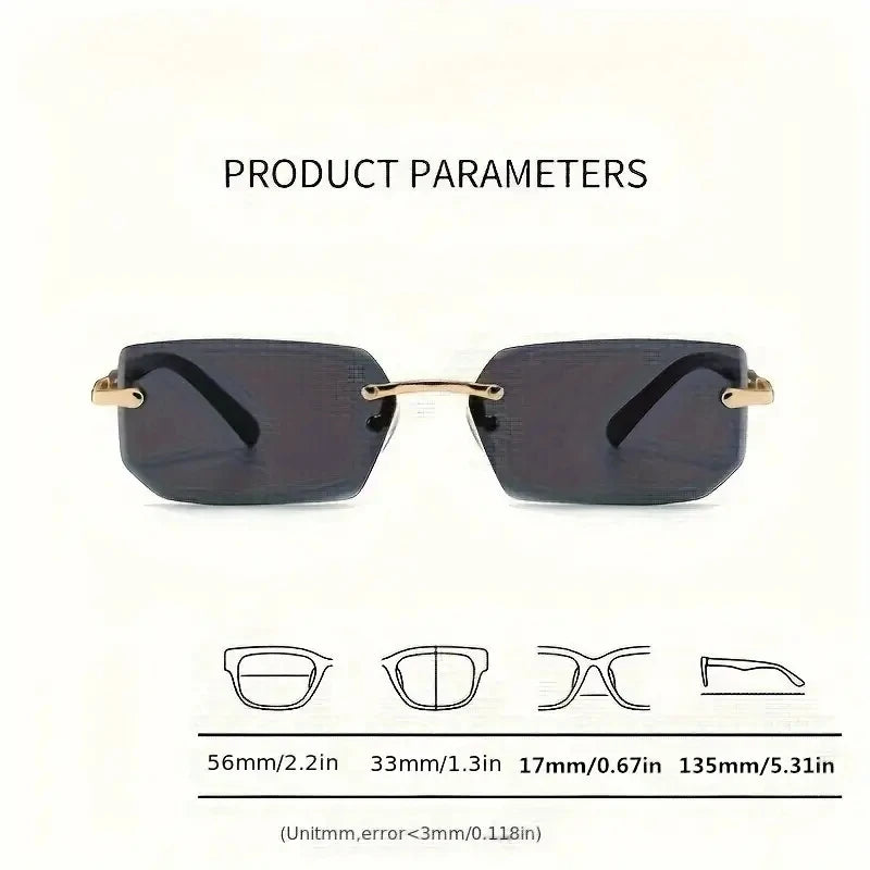 ZXWLYXGX Rimless Rectangle Sunglasses — Trendy Fashion Shades for Men and Women