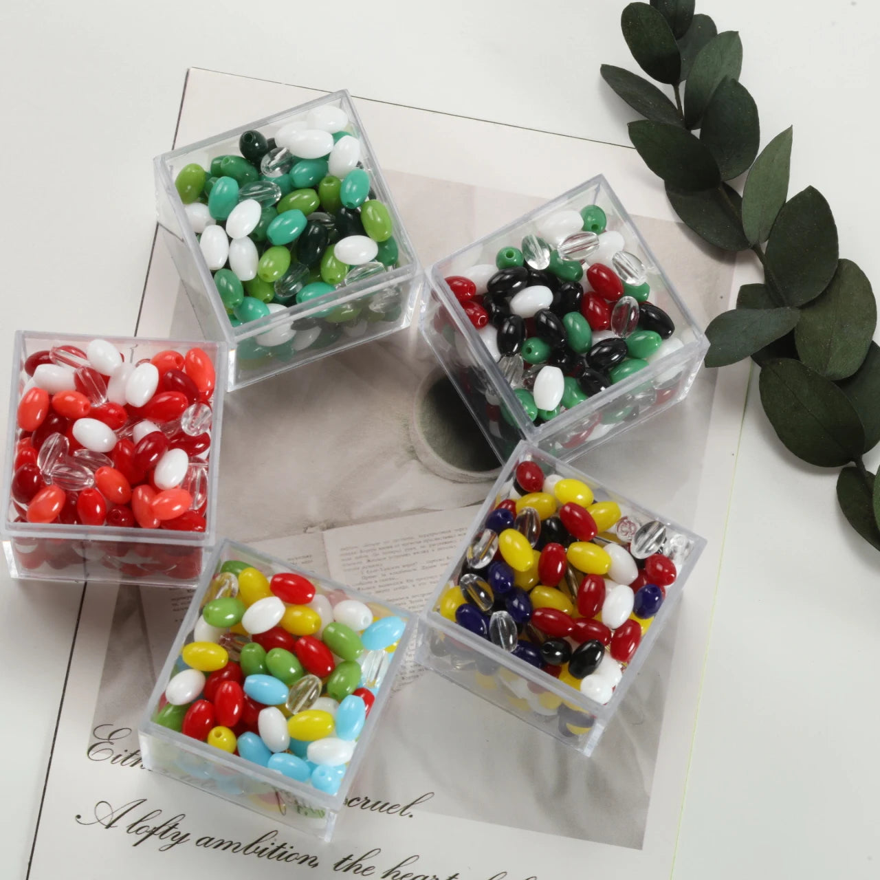 Oval Glass Rice Spacer Beads — Solid Color Jewelry Making Supplies