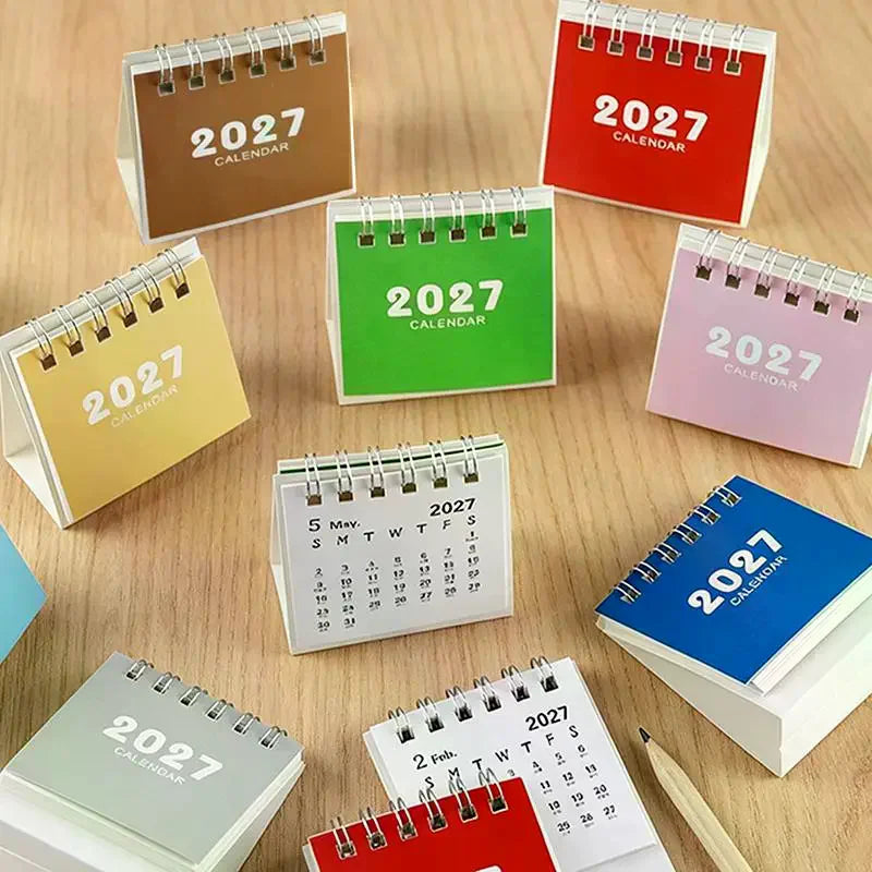 KOQZM 2027 Mini Desk Calendar — Portable Daily Planner for Home and Office