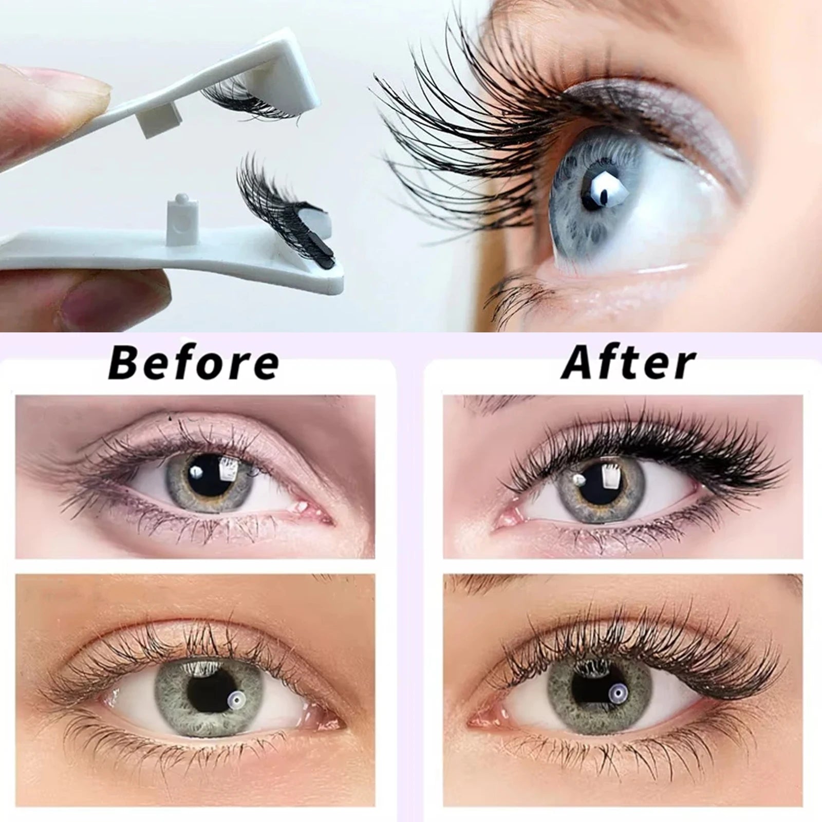 Magnetic Eyelash Set — Natural Long Lash Kit with Top and Bottom Pairs