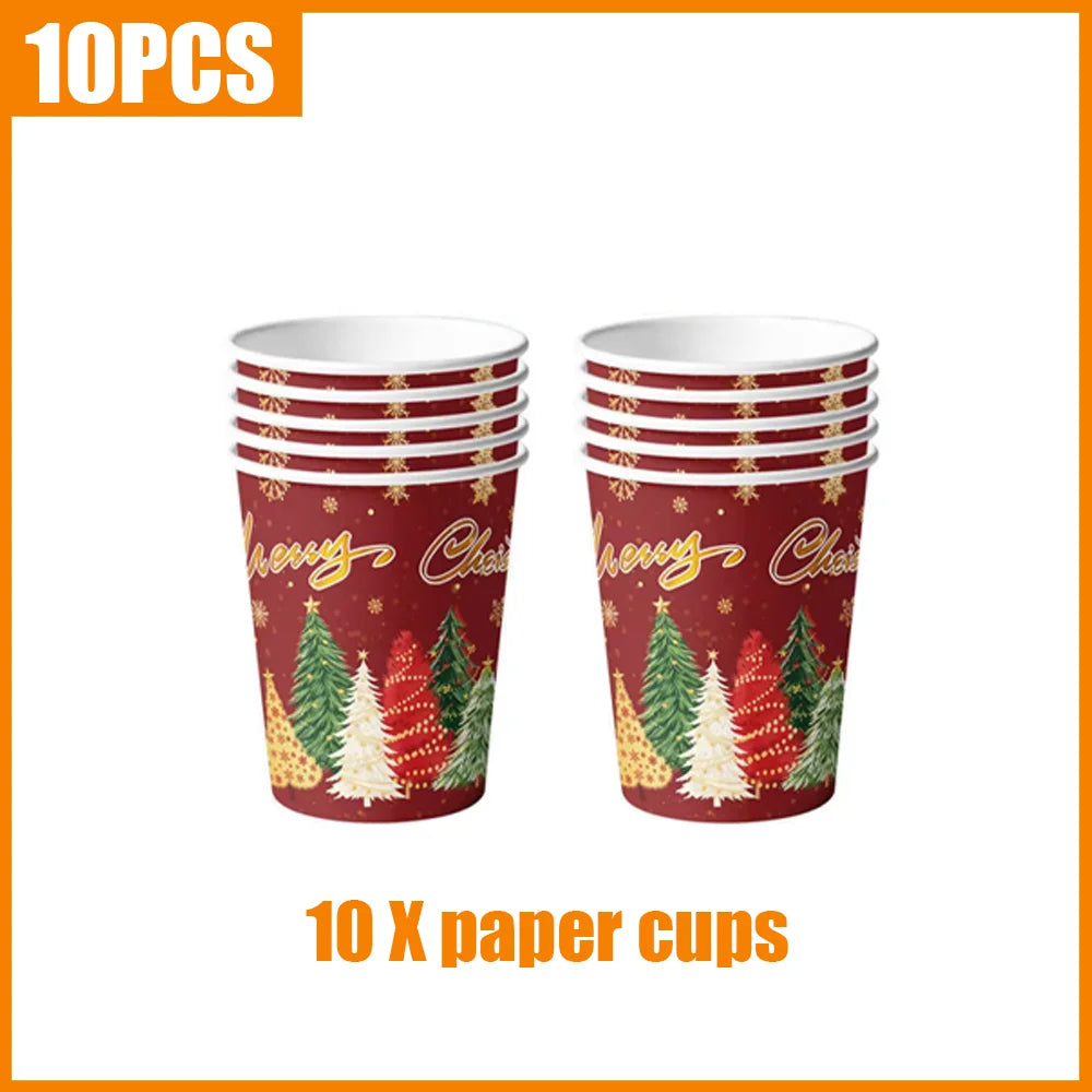Christmas Tree Themed Tableware Kit — Festive Holiday Party Supplies