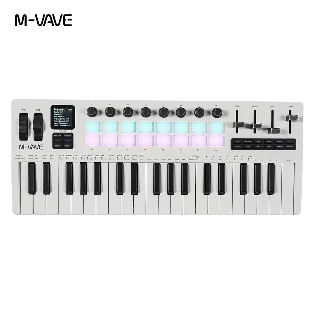 37-Key MIDI Keyboard Controller — Music Production Tool with Drum Pads