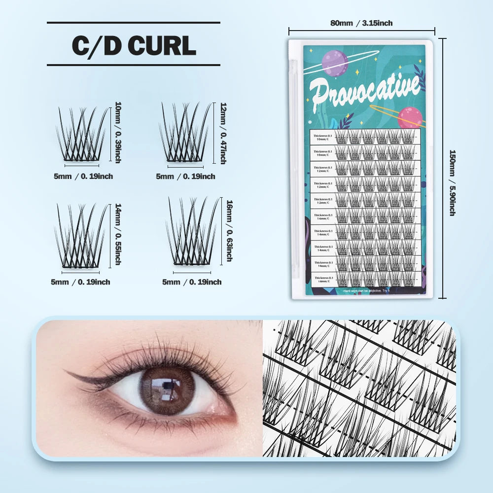 DIY Cluster Eyelashes — Natural Look False Lash Extensions, 60 Pieces