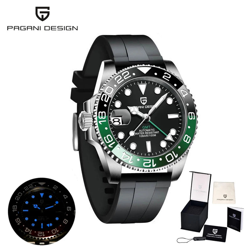 PAGANI DESIGN Luxury Automatic Watch — Waterproof Sports Wristwatch with Rubber Band