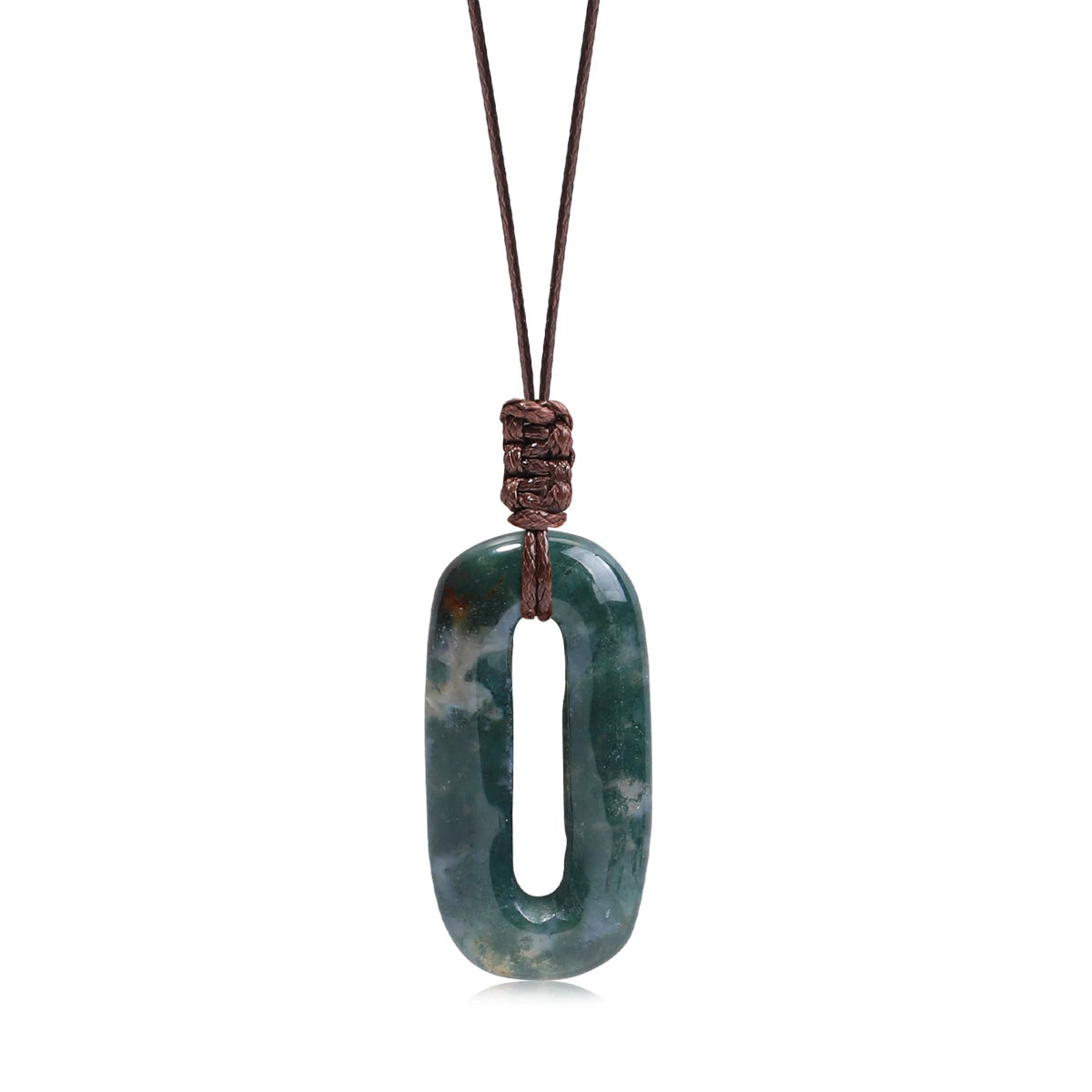 Natural Gemstone Circle Pendant — Ethnic Style Crystal Necklace
