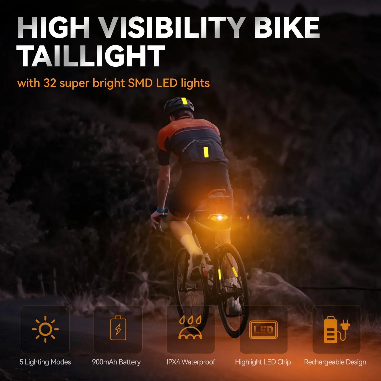 FZCSPEED USB Rechargeable Bike Light Set — Waterproof Tail Light with Turn Signals