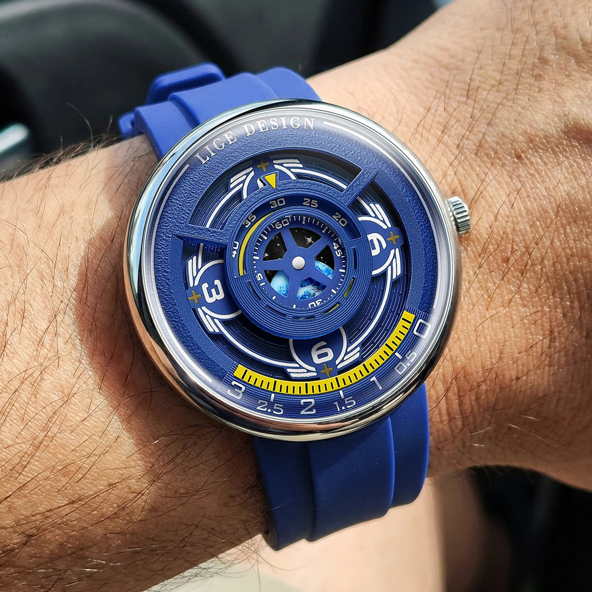 LIGE Sporty Men's Quartz Watch — Blue Planet Dial with Luminous Hands