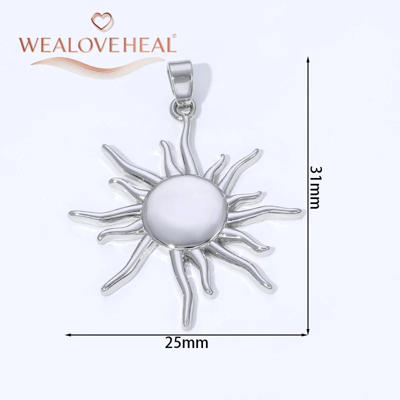 Sun Shaped Zirconia Pendants — 18K Gold Plated Jewelry Findings for DIY Crafts