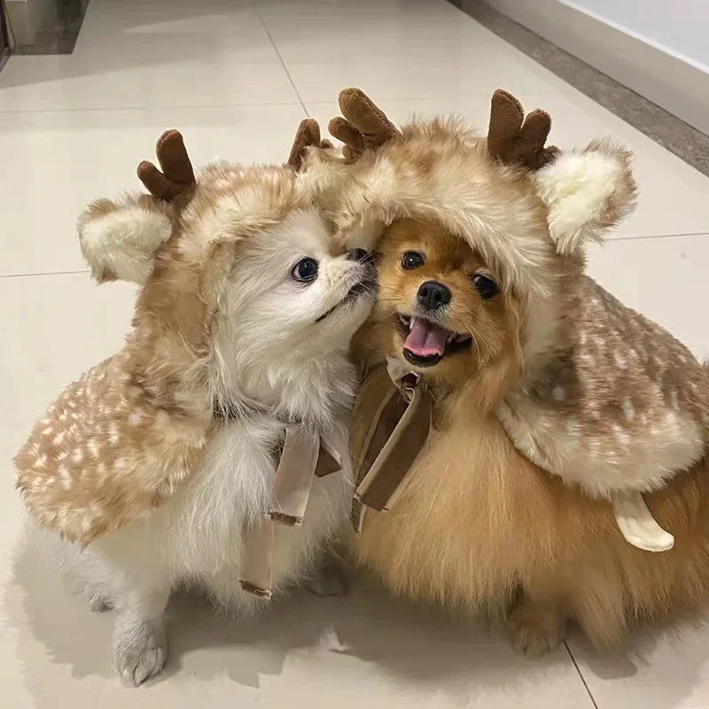 PETFRDGLOBAL Elk Cosplay Pet Costume — Festive Christmas Cloak for Cats and Dogs