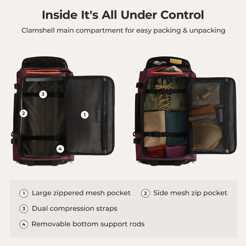BAGSMART Travel Rolling Luggage — Multifunction 3-in-1 Carry On Backpack