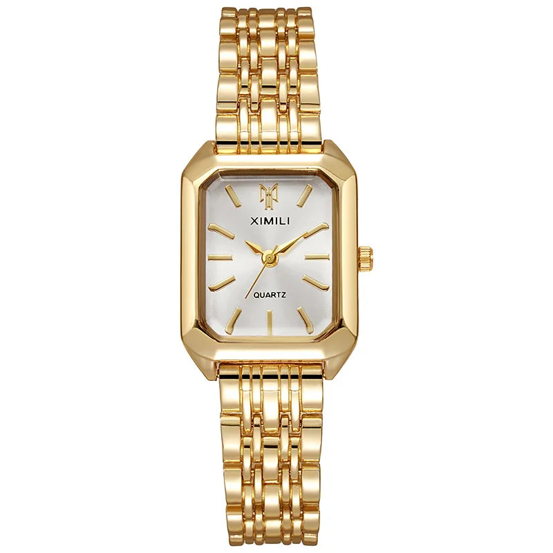 Elegant Rectangle Women's Quartz Watch — Stylish Steel Band Timepiece