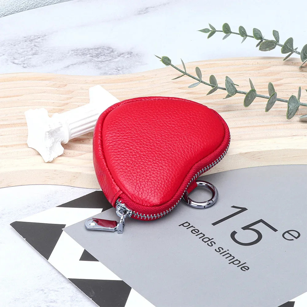 cicicuff Heart Shaped Leather Coin Purse — Small Cosmetic & Jewelry Organizer