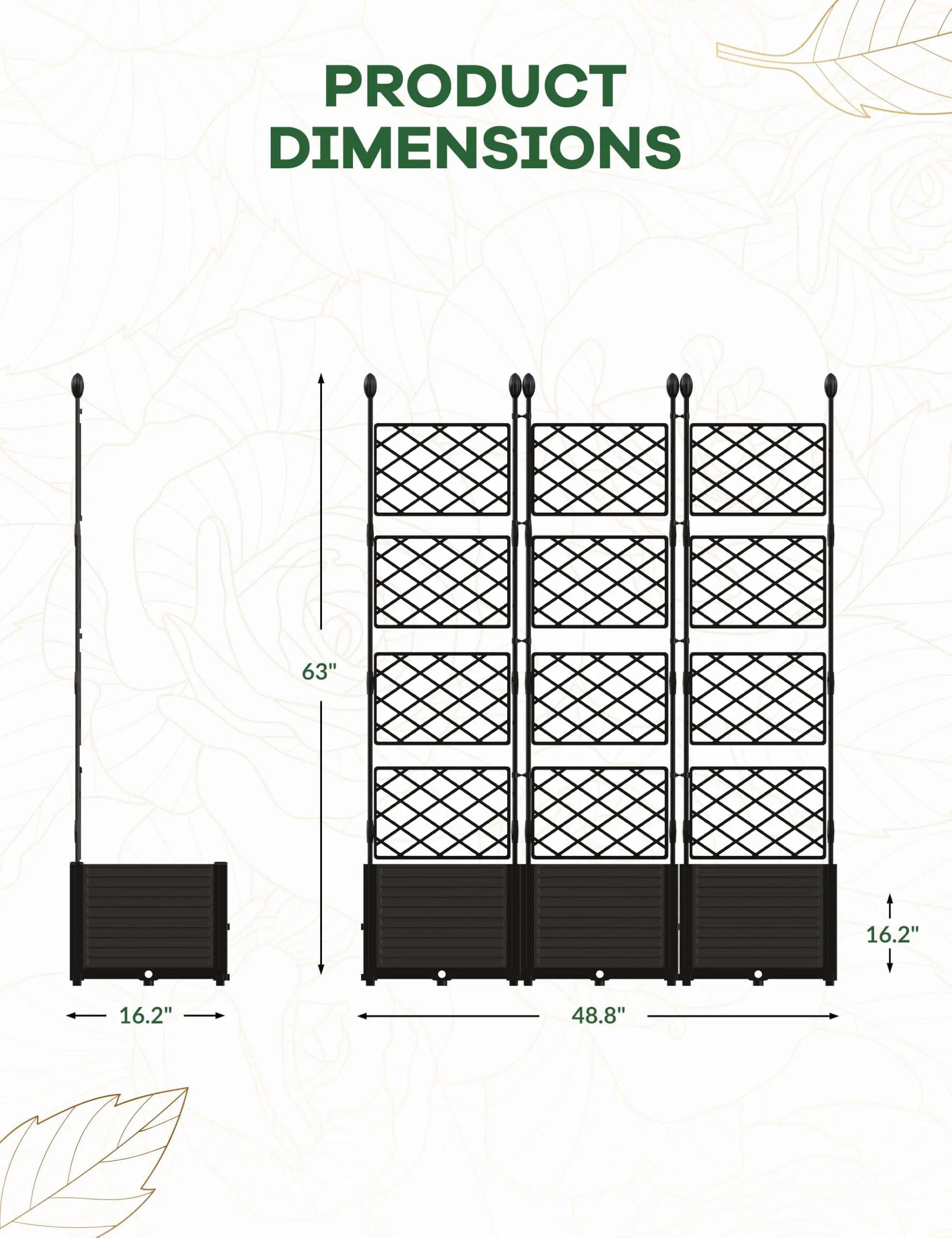 HiMISS Raised Garden Bed with Trellis — Outdoor Planter for Climbing Plants