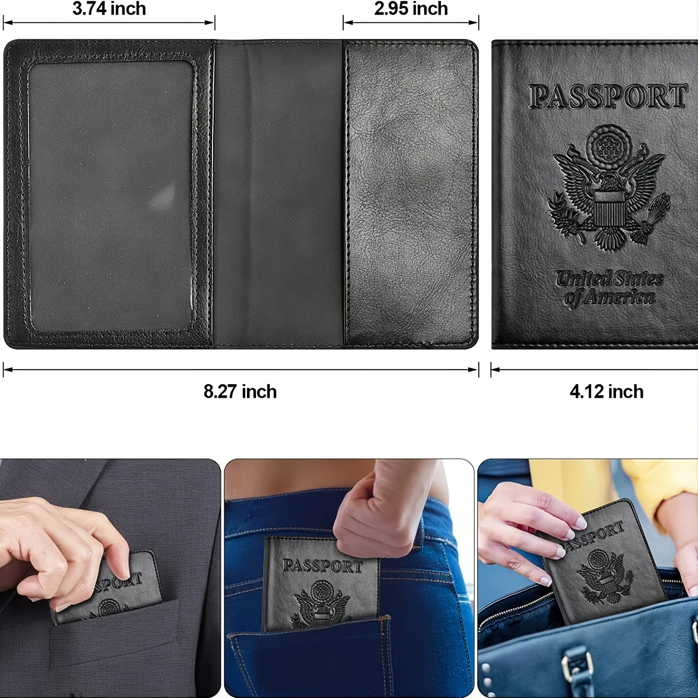 AEROCANDY Passport Holder — RFID Blocking Leather Travel Wallet