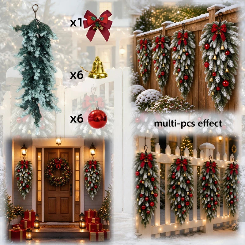 Artificial Pine Cone Wreath — Decorative Rattan Wall Hanging for Holiday Decor