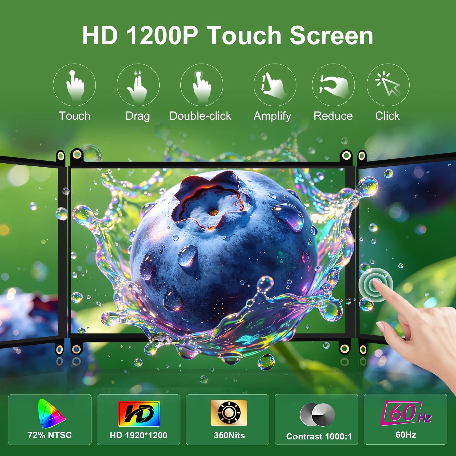 UNEW 8 Inch Portable Touchscreen Monitor — 1920x1200 IPS Display for Computing