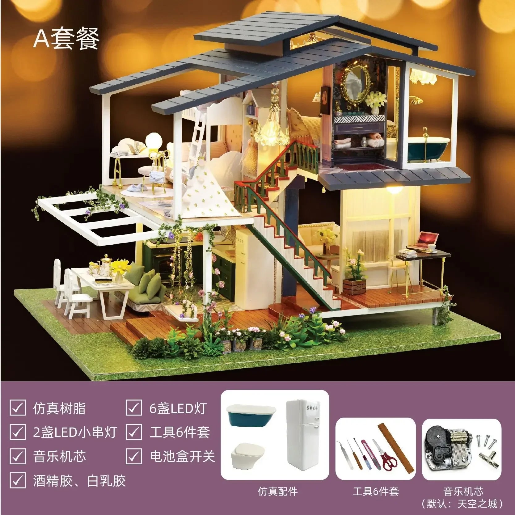 DIY Miniature Wooden House Kit — Immersive Adult Craft Project