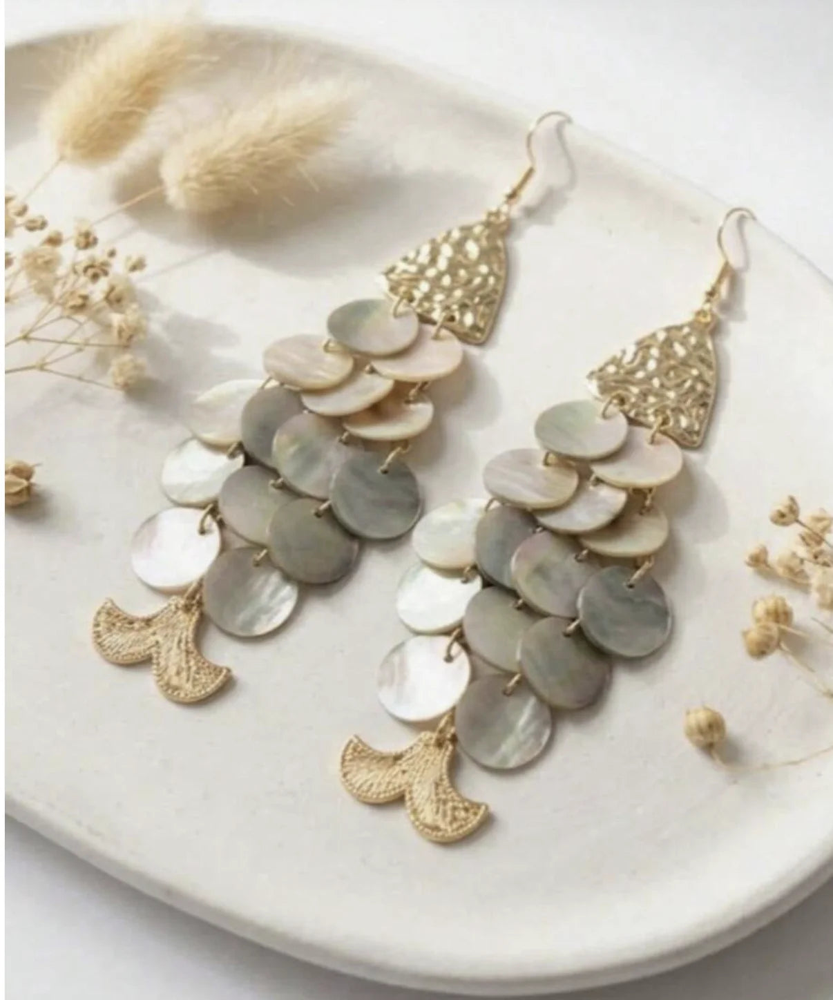 Obega Shell Earrings — Boho Chic Drop Earrings