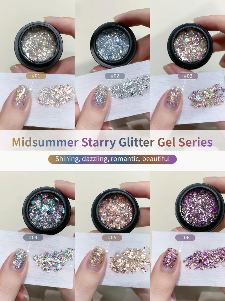 Chrome Platinum Glitter Gel Polish Kit — Shiny UV LED Soak Off Manicure Set