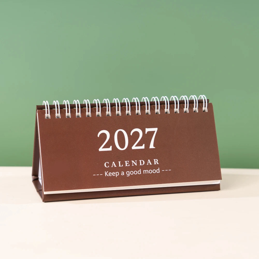 Mini Desktop Calendar — 18-Month Planner and Notepad, Compact Standing Design