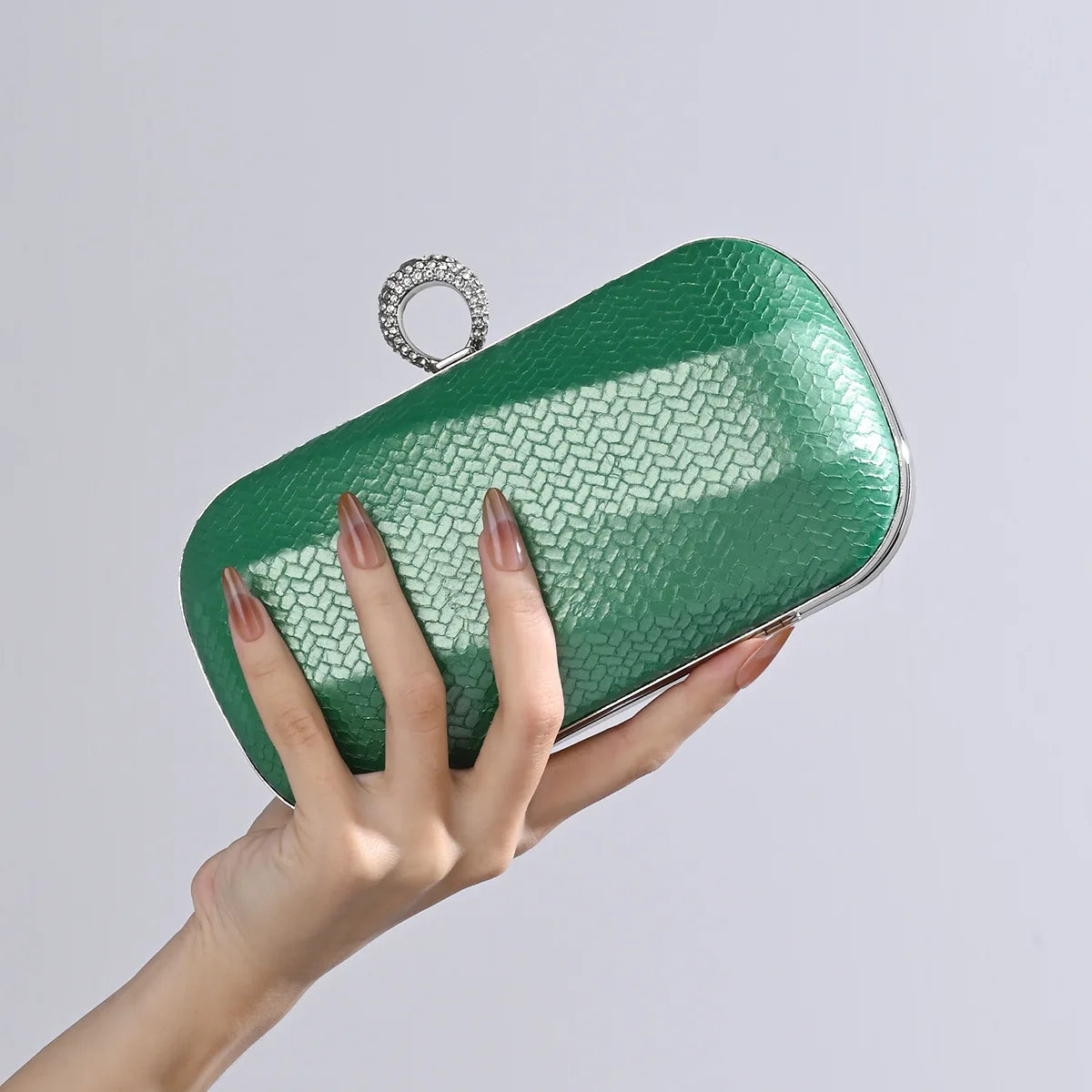 Women's Elegant Square Clutch Bag — Evening Handbag with Long Chain