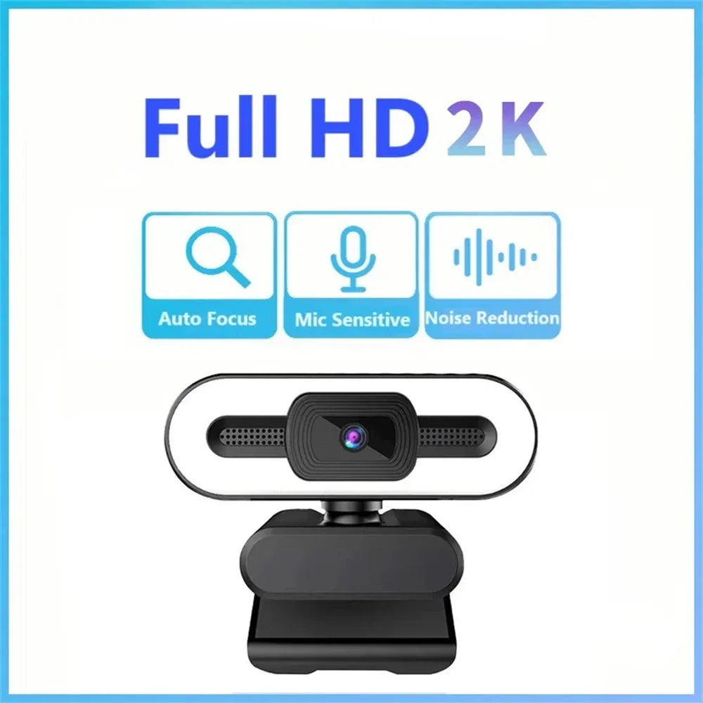 High-Definition Auto Focus Webcam — Built-in Microphone & Light for Streaming