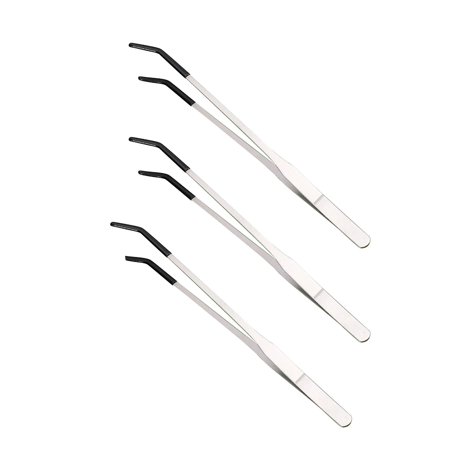 Stainless Steel Feeding Tongs — Precision Bent Tip Tweezers for Reptiles and Crafts