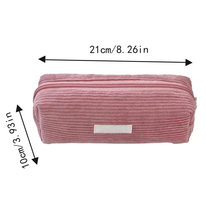 Large Capacity Corduroy Pencil Case — Multifunctional Stationery Organizer